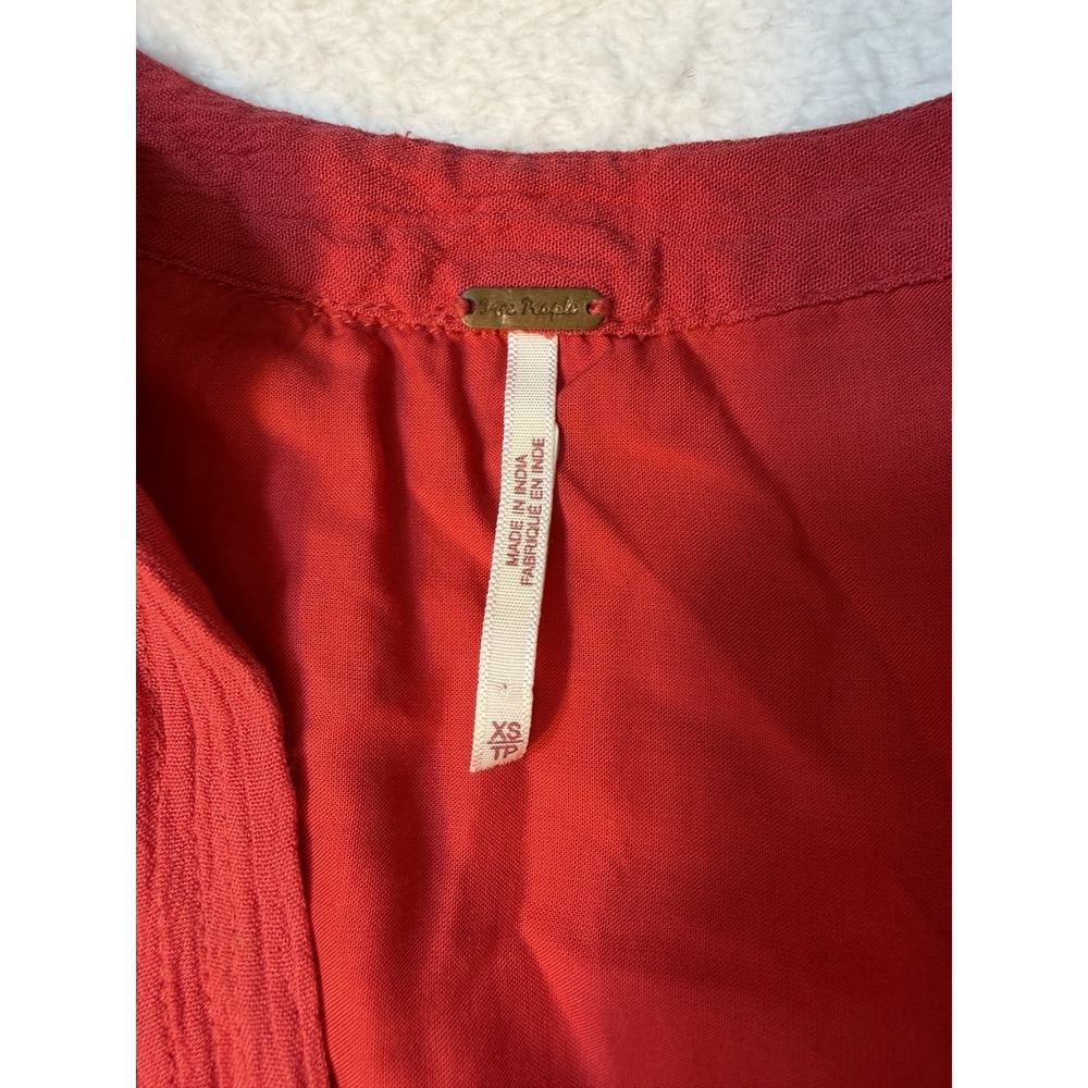 Free People Mia Gauze Floral‎ Embroidered Long Sleeve Mini Dress Size XS Red - Picture 8 of 11